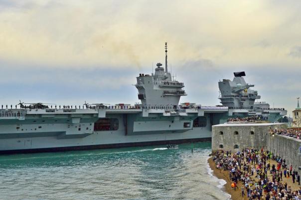 Crowds gathered to wave off HMS Queen Elizabeth in Portsmouth