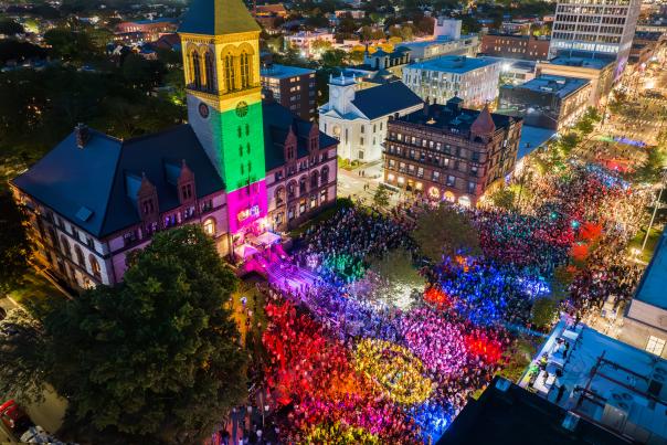 Aerial view of the 2023 Cambridge Dance Party