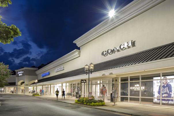 Coach Outlet at night at the Carolina Premium Outlets, Smithfield, NC.