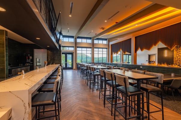 Charlie's Alpine Bistro - Interior shot showcasing the bar and view