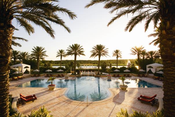 The spa at the Ritz-Carlton Grande Lakes in Orlando features 40,000 square feet, gardens, a lake and this private pool.