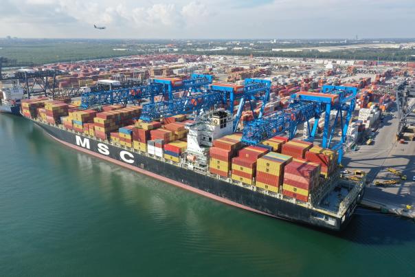 MSC cargo ship at Port Everglades