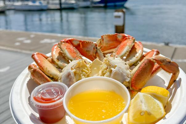 Fresh crab lunch on the docks at Novelli's Crab and Seafood