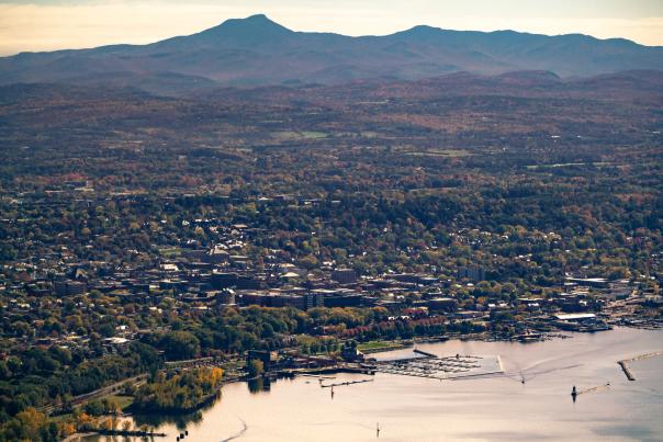 Flying over Burlington (aerial)
