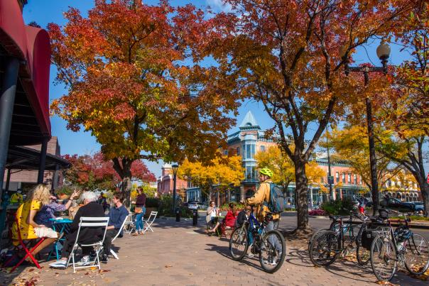 Fall Walking downtown