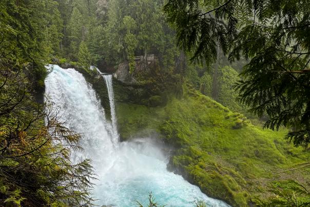 Sahalie Falls in the summer