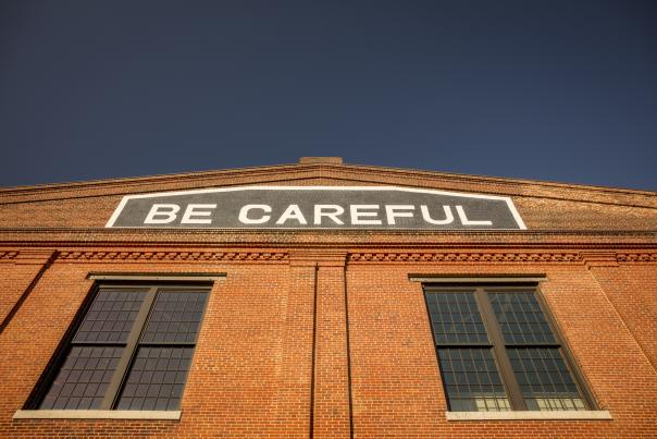 Be Careful mural on the NCTM Backshop