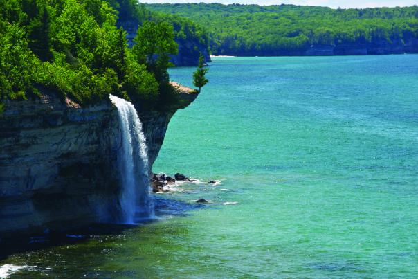 Spray Falls located at Pictured Rocks National Lakeshore in Michigan's Upper Peninsula, USA