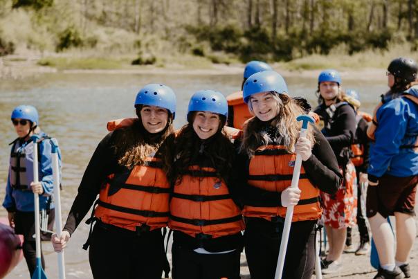 Three Girls Whitewater Rafting