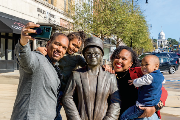 Family at Rosa Parks Statue