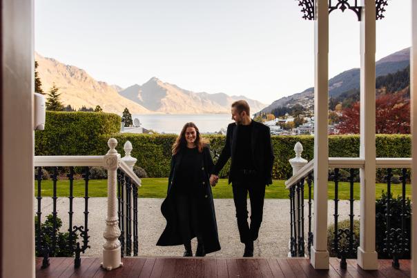 A couple arriving at Hulbert House