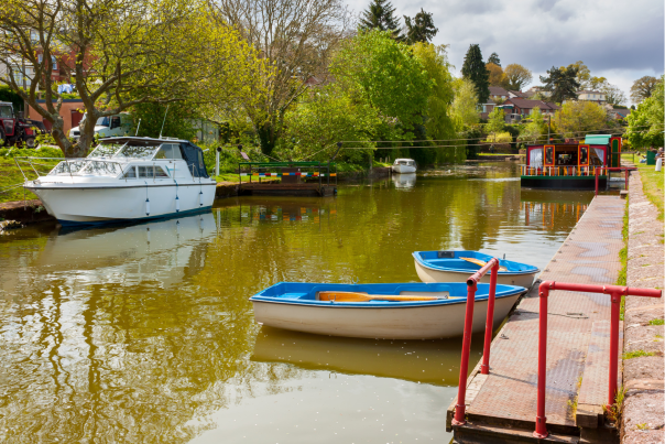 view of boats on a canal