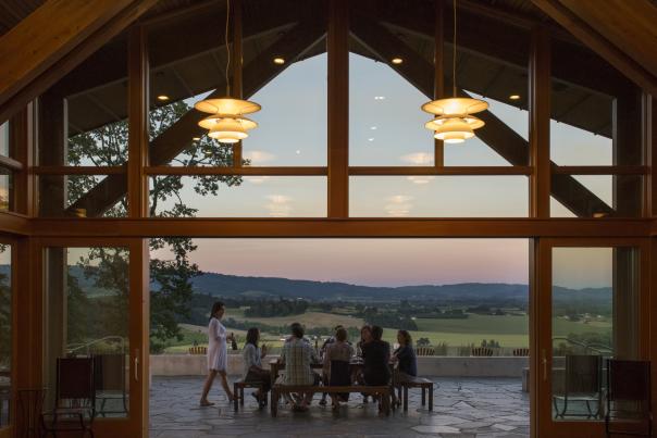Wine tasting on the patio at Penner-Ash