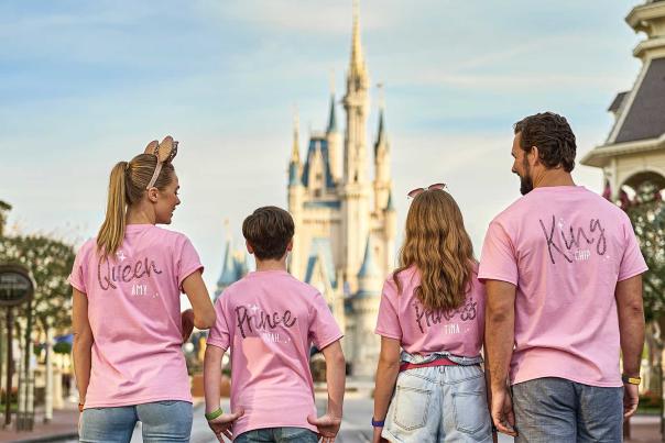 First Timers Guide desktop hero image of family wearing matching shirts for VisitOrlando.com.