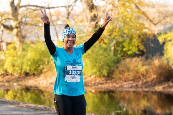 A runner at St. Luke's D&L RaceFest celebrates