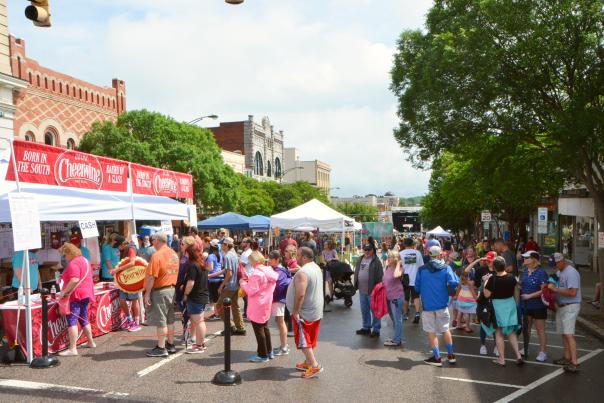 Crowds & vendor tents at Cheerwine Festival