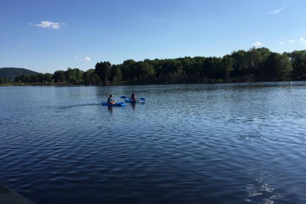 Two kayakers on Leaser Lake In Lehigh Valley