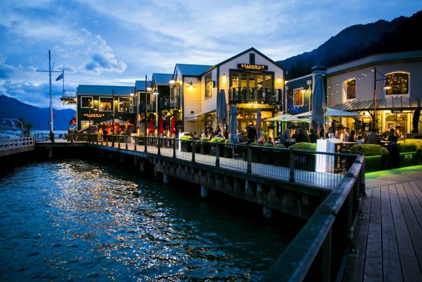 Steamer Wharf in Queenstown at night