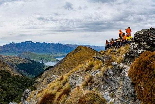Mana Tāhuna crew overlooking the Whakatipu basin.