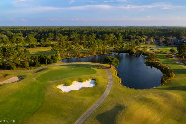 aerial view of golf course green at Thistle Golf Club Macay#2