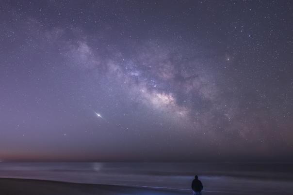 milky way galaxy visible over oak island