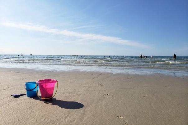 Two buckets at Mayflower Beach on Cape Cod