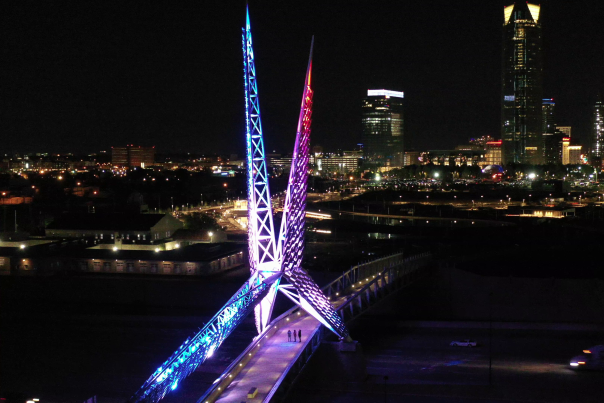 Overhead view of the Skydance Bridge along 1-40 in Oklahoma City