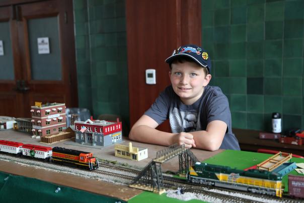 boy with a train set