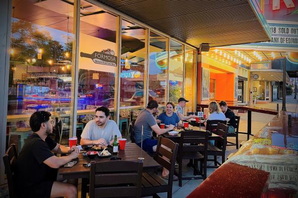 People on the patio at Formosa