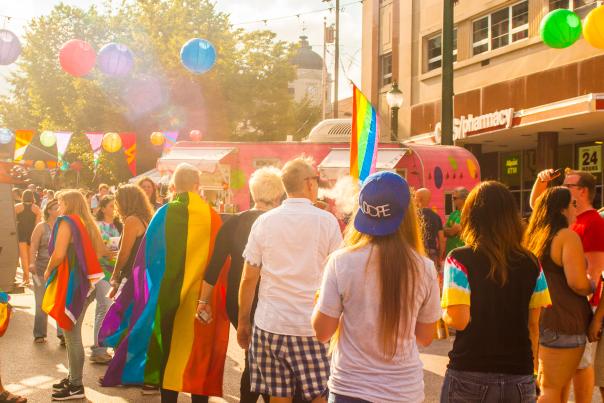 People walking around at Pridefest