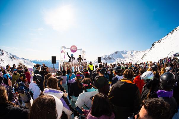 A group of party goers at Snow Machine Remarkables Ice Bar Party in Queenstown