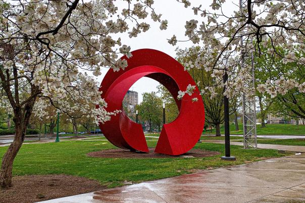 Sculpture outside of Eskenazi Museum of Art