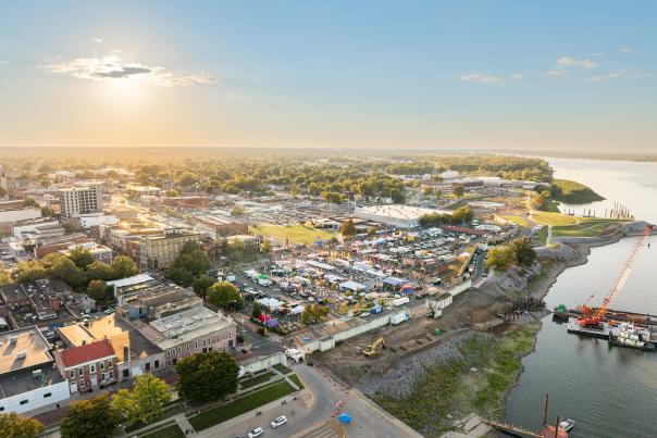 Downtown Paducah, KY at sunset