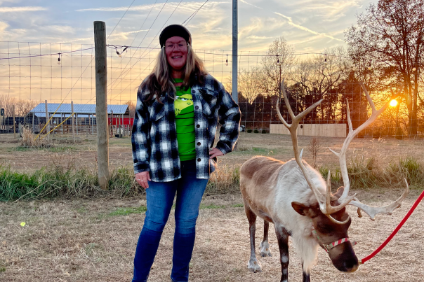 Melissa with a reindeer