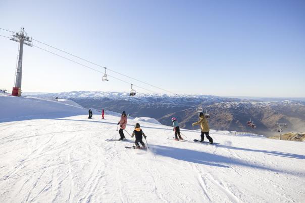 Family skiing on at Cardrona Alpine resort