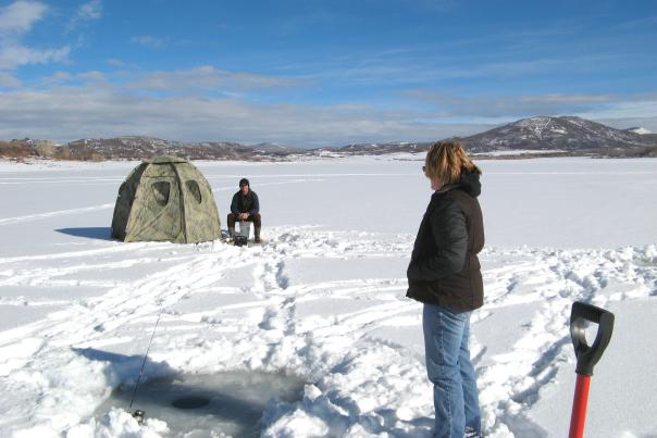 Ice Fishing at Vega Lake State Park