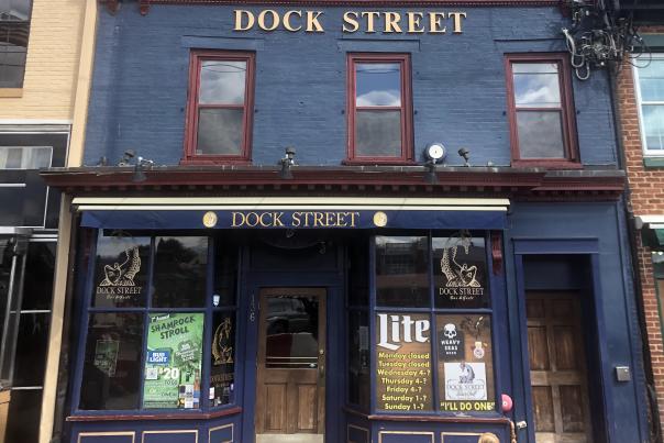 Dock Street along the waterfront in downtown Annapolis.