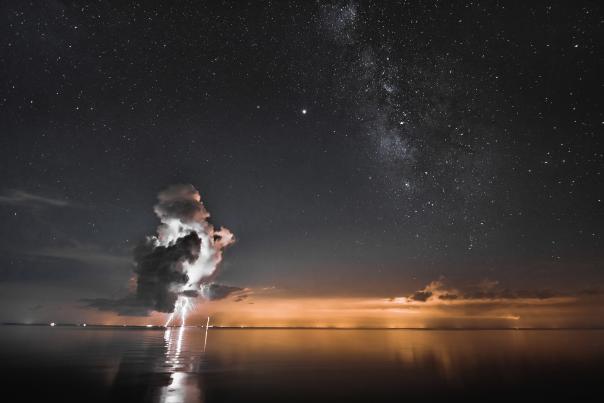 Lightning over Lake Pontchartrain photo by Derek Wohltmann