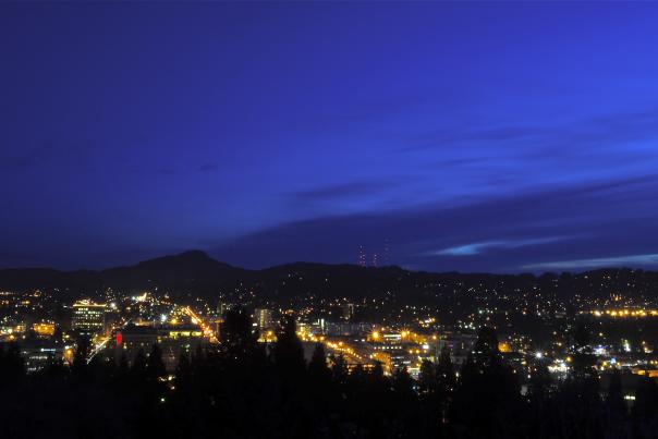 Eugene Skyline at Night by Mike Shaw