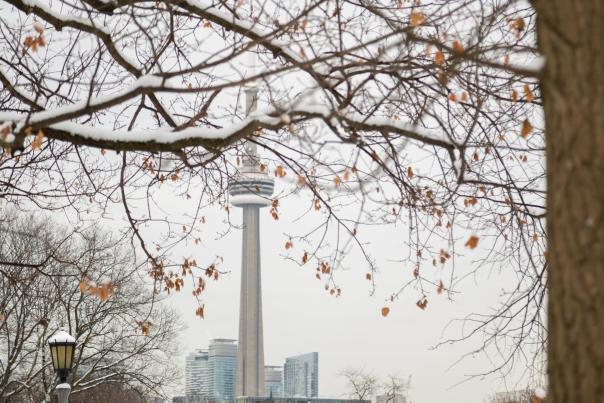 The CN Tower in Toronto in the winter