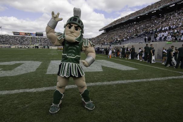 Sparty on the football field