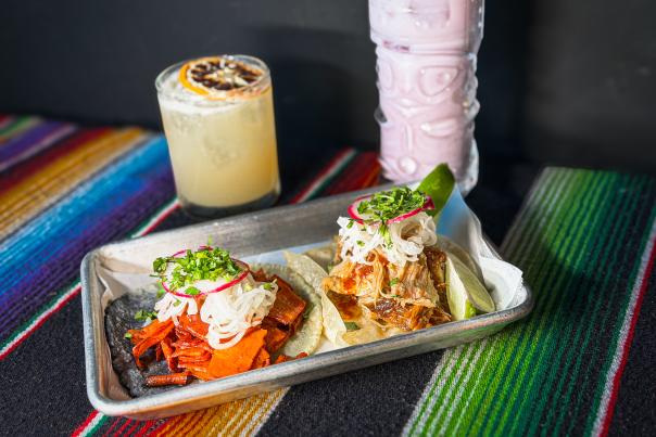 Brisket suadero and carrot al pastor tacos from Lola Gaspar in Santa Ana during SoCal Taco Week.