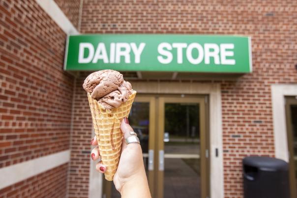 Ice Cream Cone in front of the MSU Dairy Store