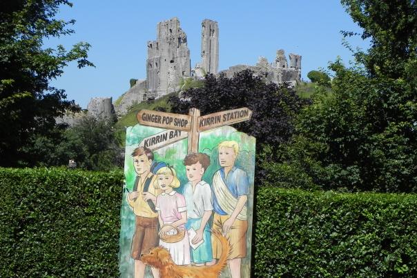 Painting of Enid Blyton's The Famous Five at Corfe Castle in Dorset