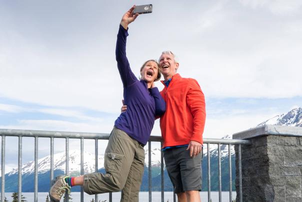 A couple snaps a selfie at Bird Point south of Anchorage.