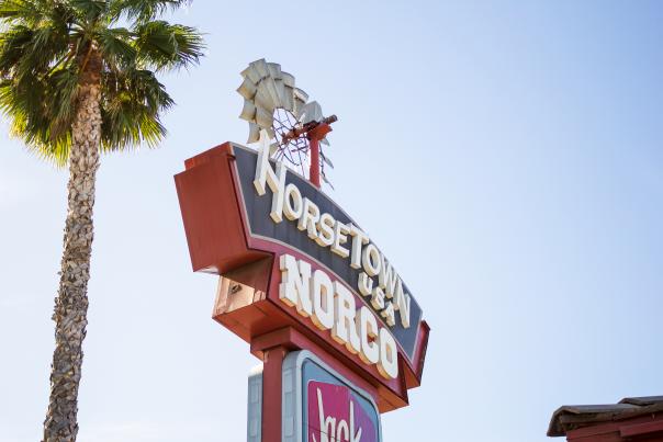 Horse Town USA sign in Norco, CA