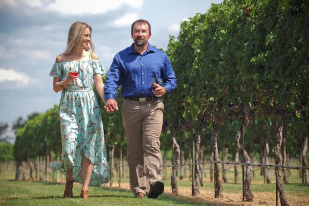 Couple in Vineyard Romance