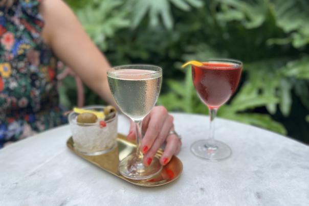 Columns Martini and Boulevardier Cocktails