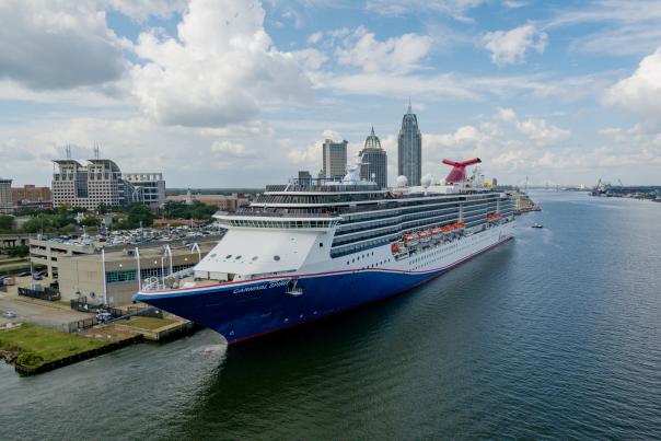 Carnival Spirit docked in the Mobile Bay