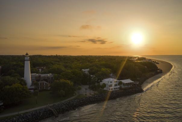 St. Simons Island lighthouse at sunset